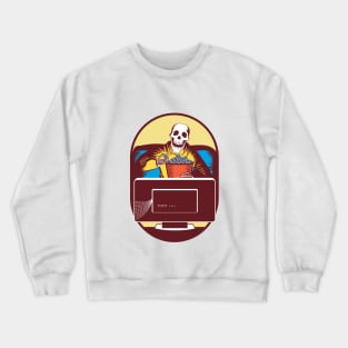 Skeleton watching TV Crewneck Sweatshirt